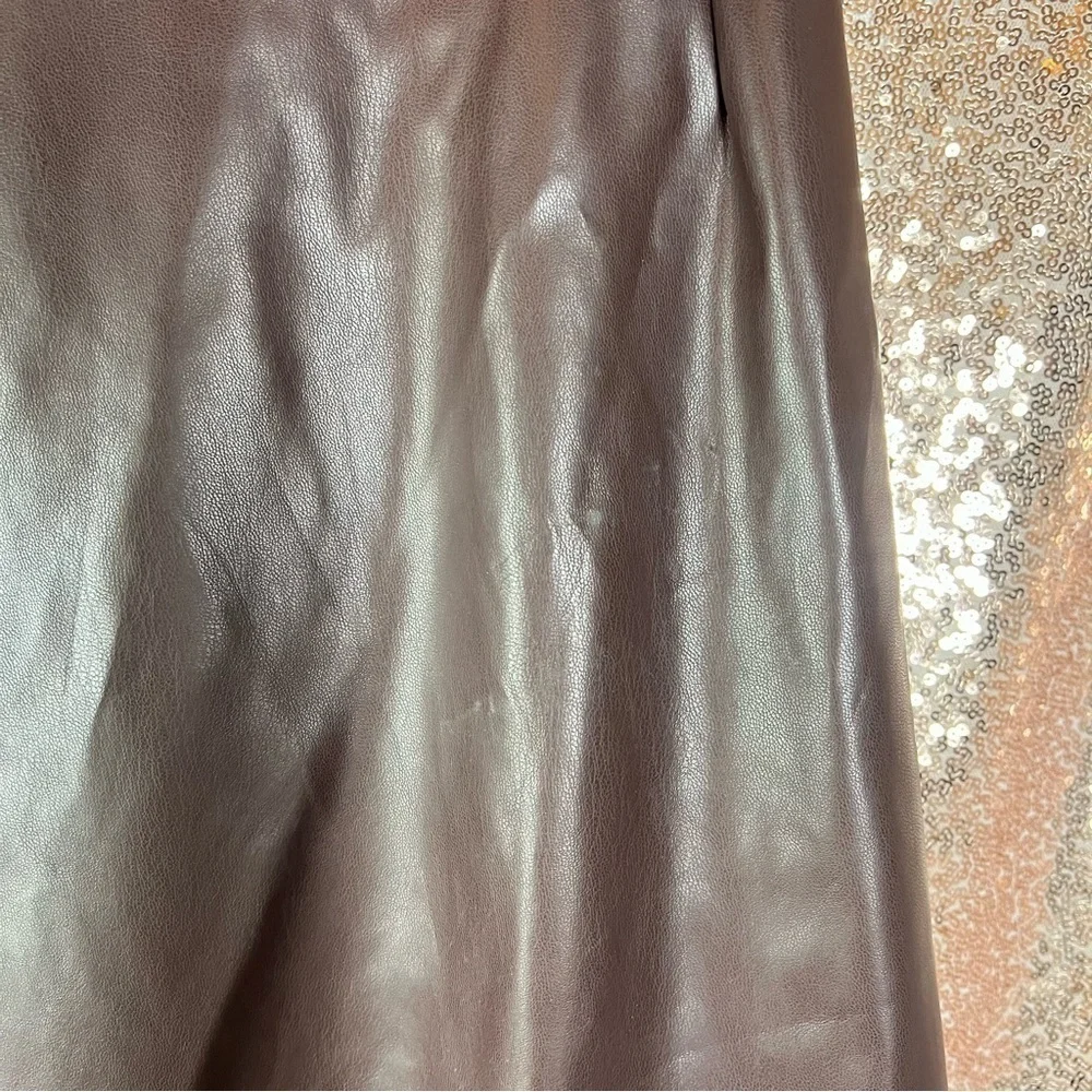 Brown Faux Leather Skirt w/ Lace Trim – Size 2X NWT